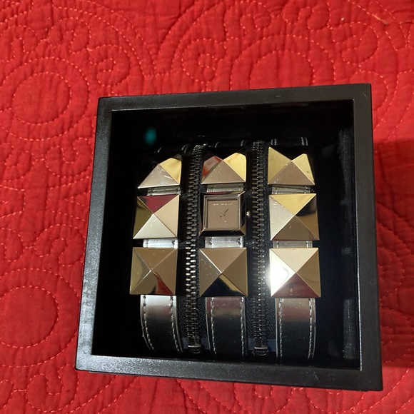 Karl Lagerfeld 3 Bracelet Zip Watch with Studs - Picture 2 of 6